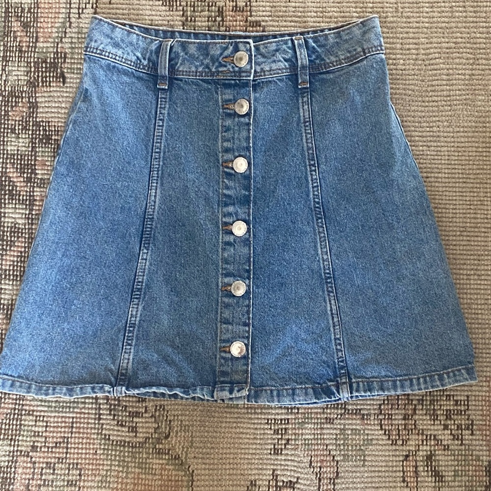 Denim Button-Front Skirt
